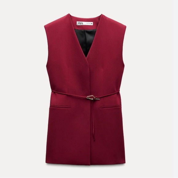 ZARA BELTED VENTED VEST COAT - Picture 5 of 7